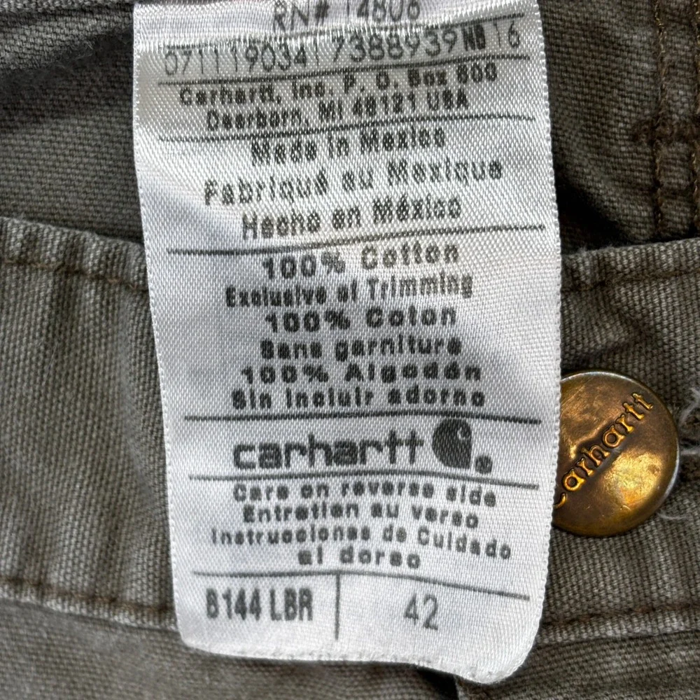 Carhartt Carpenter Shorts Mens 42 Brown B144 LBR Canvas Workwear Utility‎
